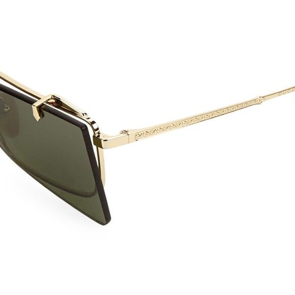 Gucci 56mm Flip-up Rectangle Unisex Sunglasses Dark Grey / Gold - Picture 5 of 8